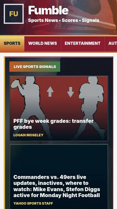 Screenshot of fumble.org