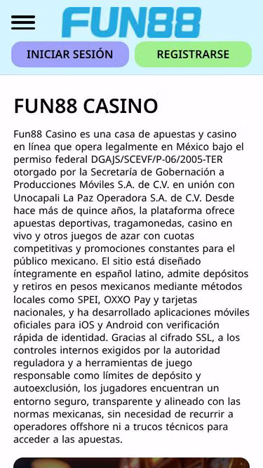 Screenshot of fun88casino.com.mx