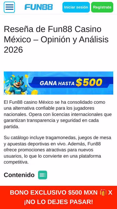 Screenshot of fun88casino.mx