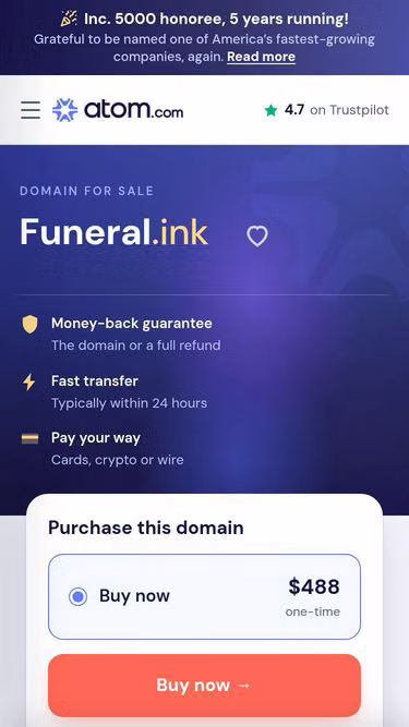 Screenshot of funeral.ink
