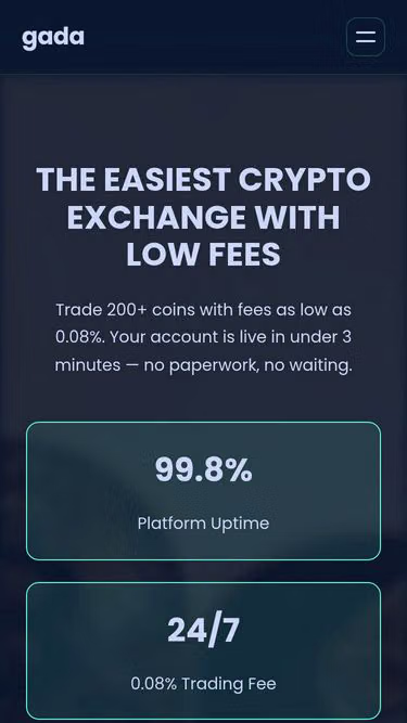 Screenshot of gada.finance
