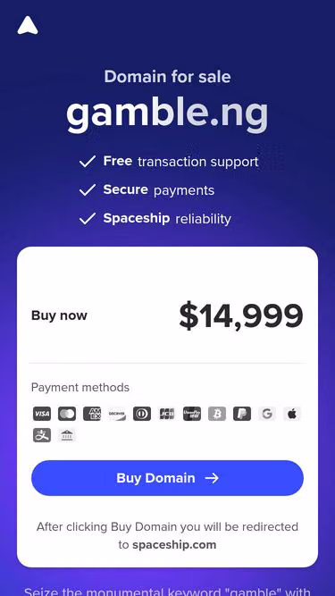 Screenshot of gamble.ng