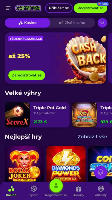 Screenshot of gambloria.cz