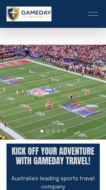 Screenshot of gameday.travel