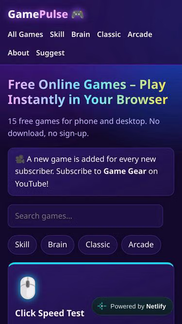 Screenshot of gamepulse.online