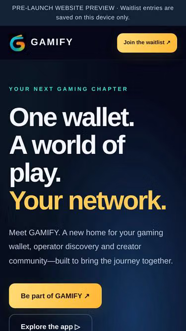 Screenshot of gamify.exchange