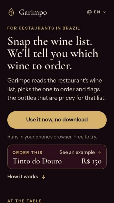 Screenshot of garimpo.wine