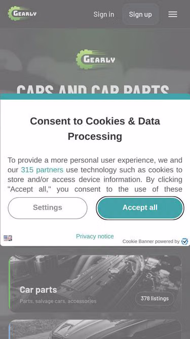 Screenshot of gearly.fi