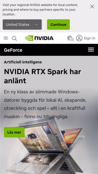 Screenshot of geforce.se