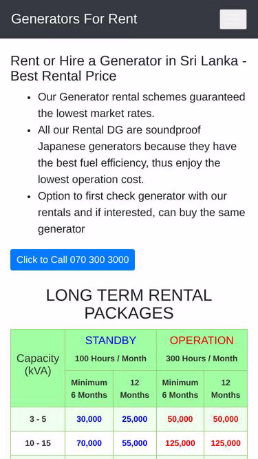 Screenshot of generators.lk