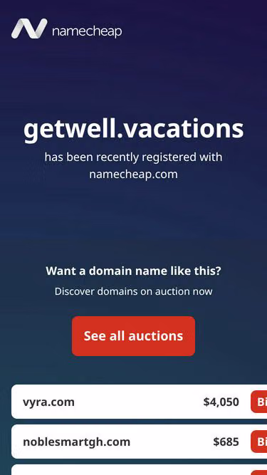 Screenshot of getwell.vacations
