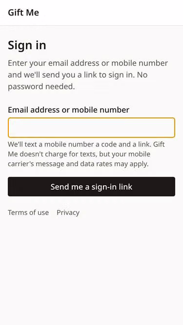 Screenshot of giftme.cc
