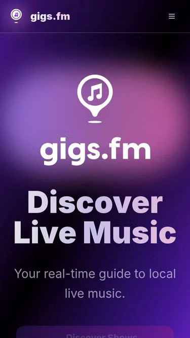 Screenshot of gigs.fm