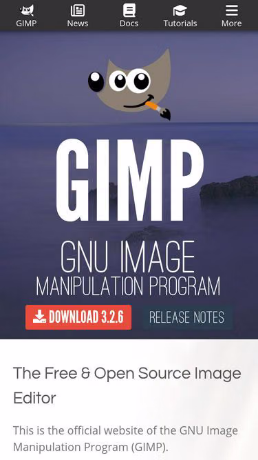 Screenshot of gimp.info