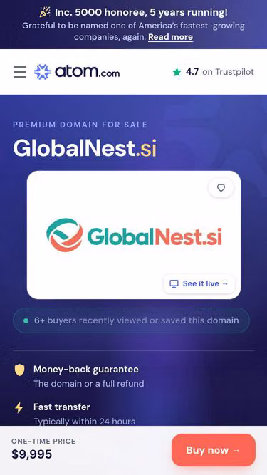 Screenshot of globalnest.si