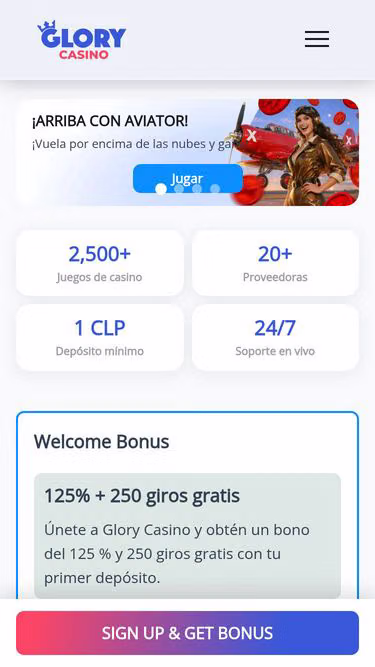 Screenshot of glory-casino.cl