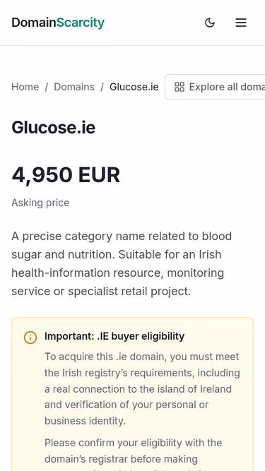 Screenshot of glucose.ie