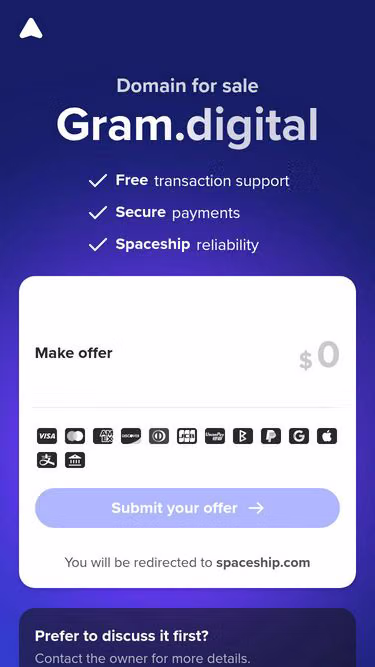 Screenshot of gram.digital