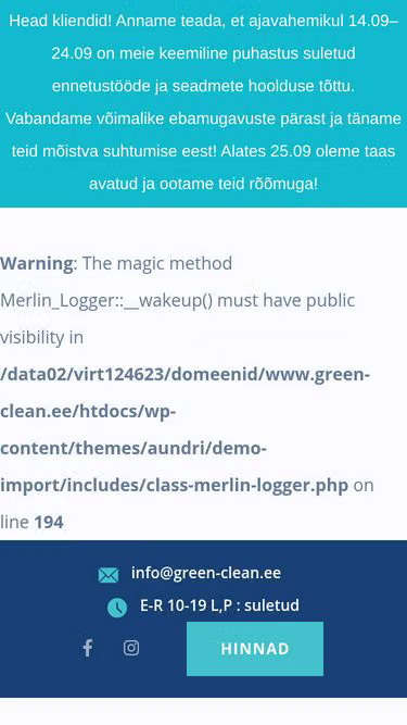 Screenshot of green-clean.ee