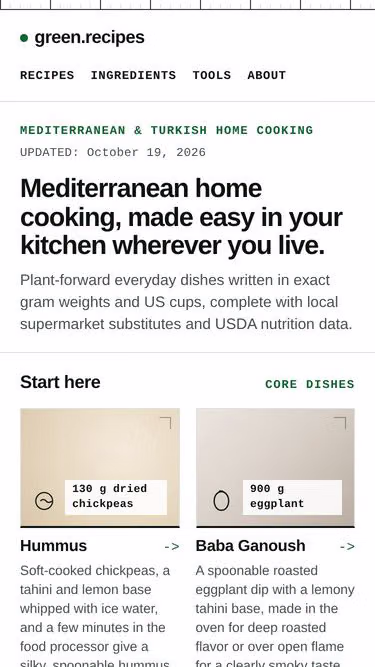 Screenshot of green.recipes