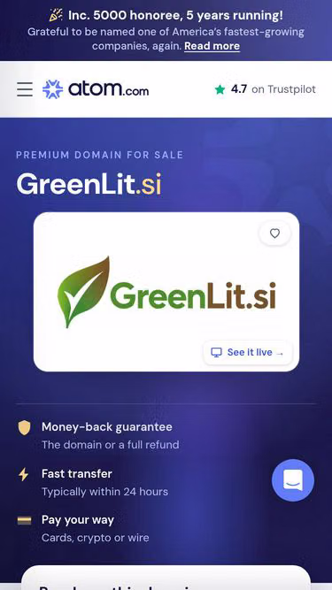 Screenshot of greenlit.si