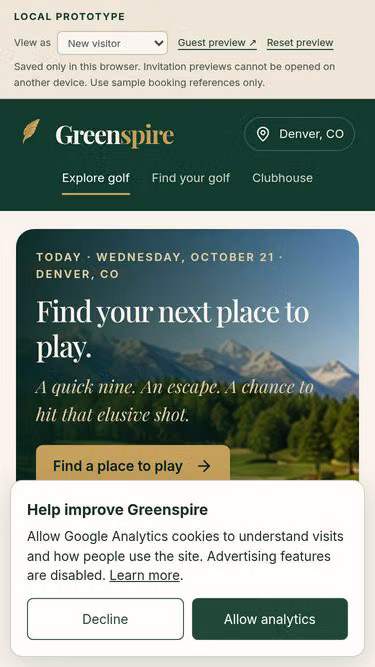 Screenshot of greenspire.golf