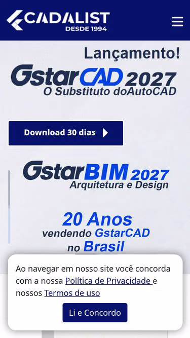Screenshot of gstarcad.com.br