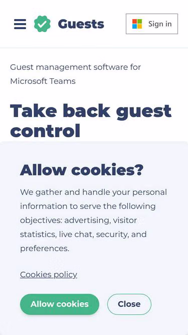 Screenshot of guests.one