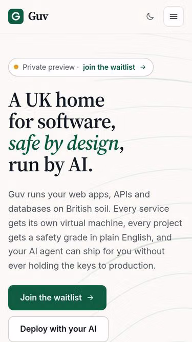 Screenshot of guv.dev