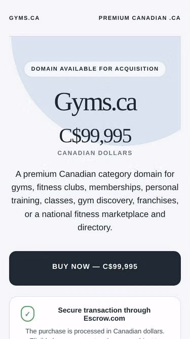 Screenshot of gyms.ca