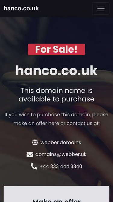 Screenshot of hanco.co.uk
