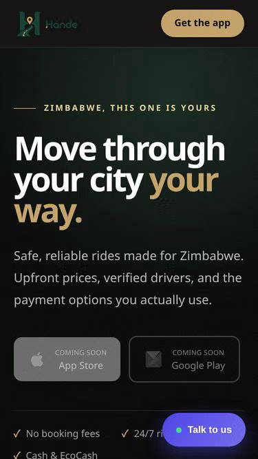 Screenshot of hande.co.zw