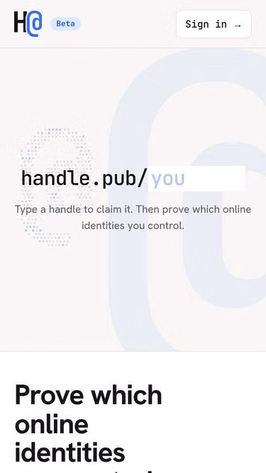 Screenshot of handles.pub
