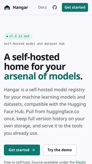 Screenshot of hangar.page