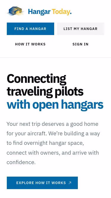 Screenshot of hangar.today