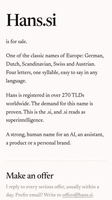 Screenshot of hans.si
