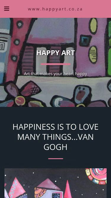 Screenshot of happyart.co.za