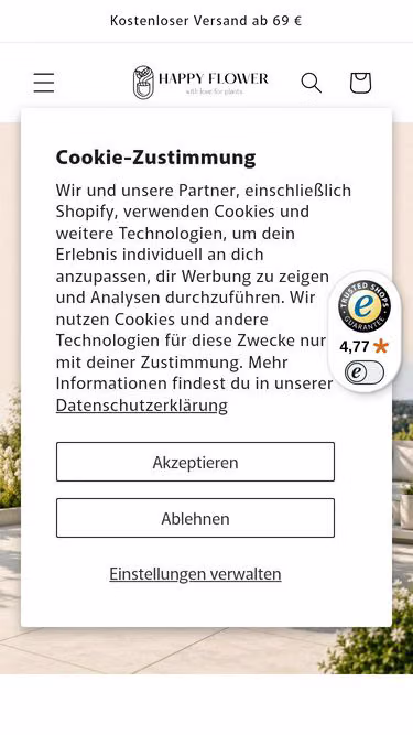 Screenshot of happyflower.de