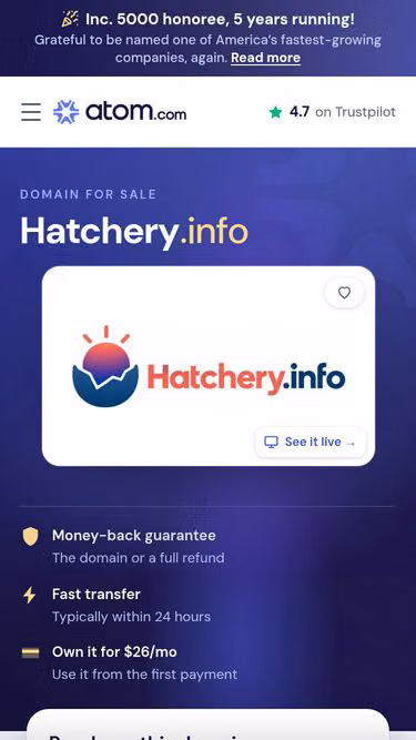 Screenshot of hatchery.info