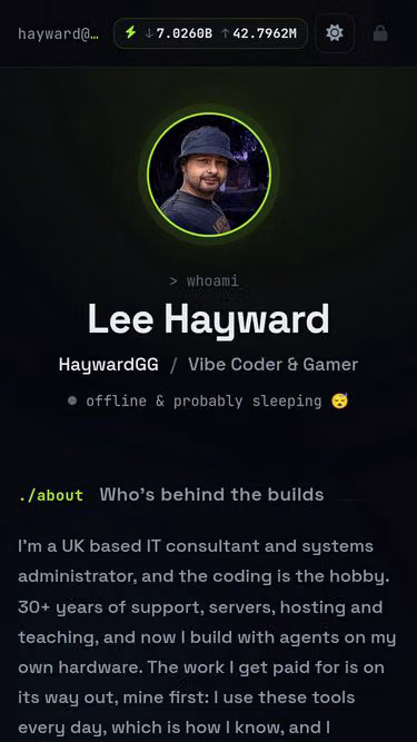 Screenshot of hayward.click