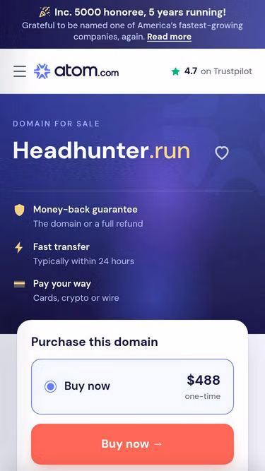 Screenshot of headhunter.run