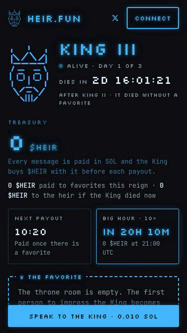 Screenshot of heir.fun
