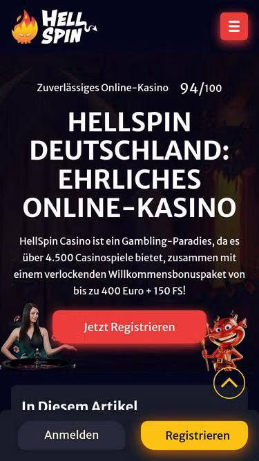 Screenshot of hellspincasino.de