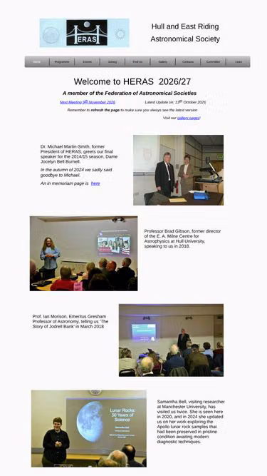 Screenshot of heras.org.uk