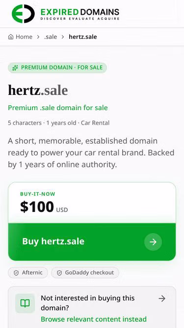 Screenshot of hertz.sale