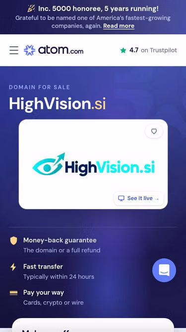 Screenshot of highvision.si