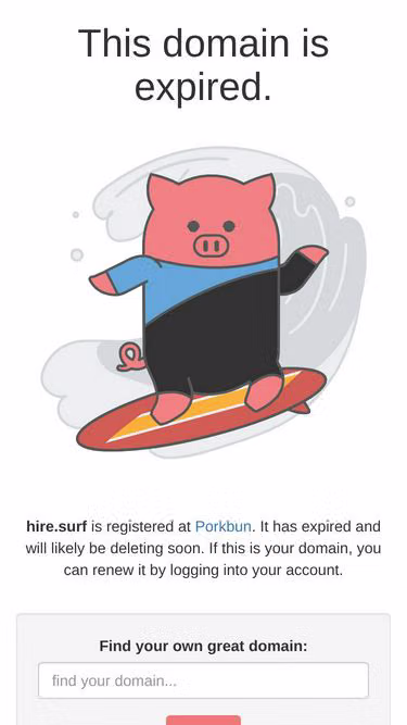 Screenshot of hire.surf