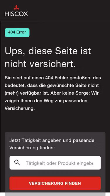 Screenshot of hiscox.ch
