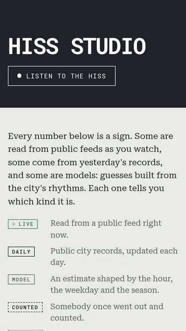 Screenshot of hiss.studio