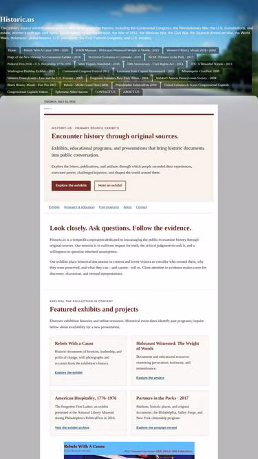 Screenshot of historic.us